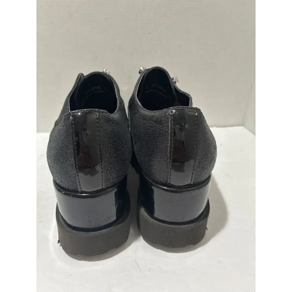 Cult Womes shoes chunky platform black leather size 37 goth glitter finish
